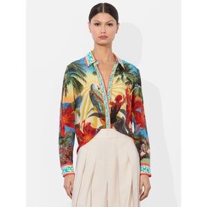 Alice + Olivia Willa Silk Blouse Island Dreams size S, $375 NWT